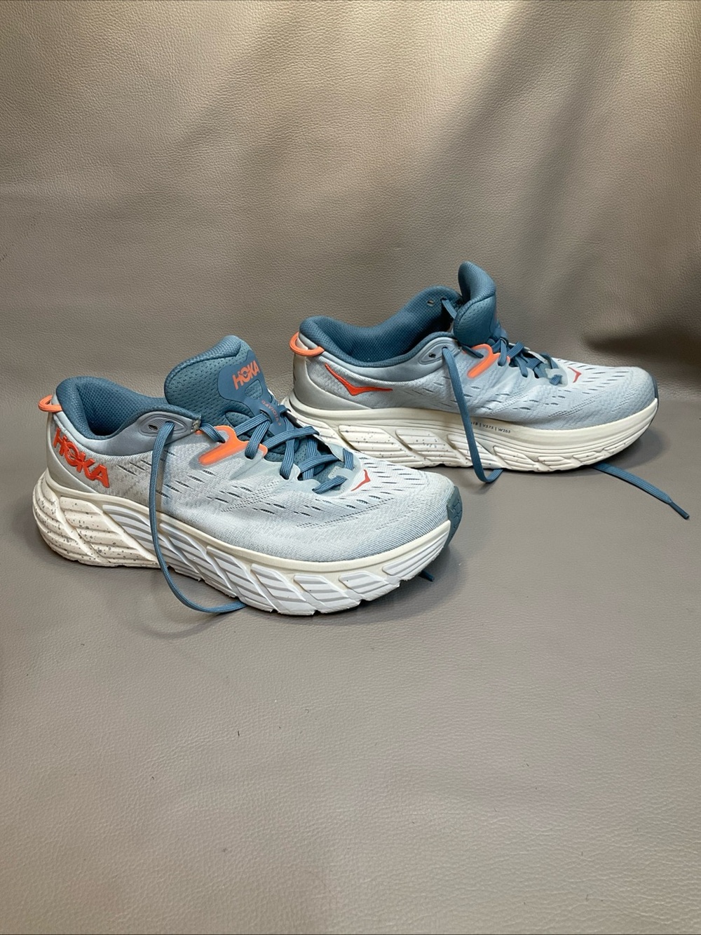 Hoka Women's Light Blue and Coral Athletic Running Shoes